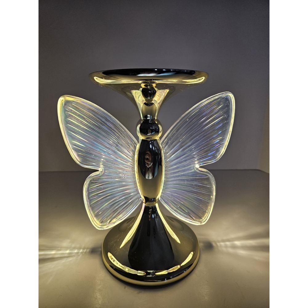 Bath Body Works Illuminated Light Up Butterfly 3 Wick Candle Holder Pedestal New